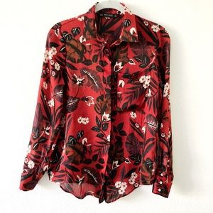 Zara Floral Button Down Shirt